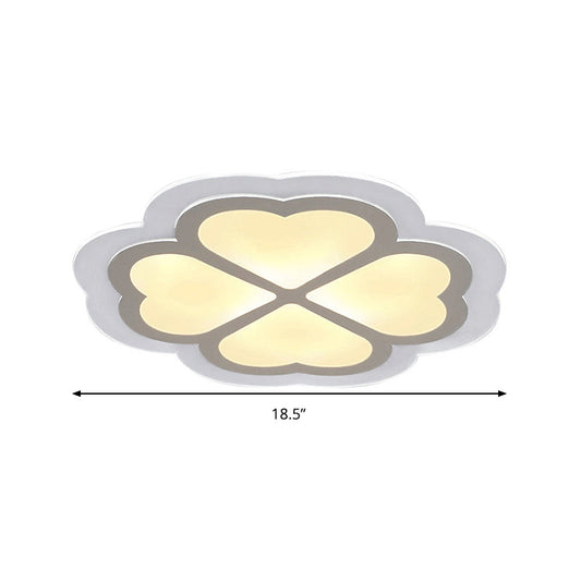 Loving Heart Petal Flush Ceiling Light - Romantic Acrylic Led Lamp For Nursing Room (White)