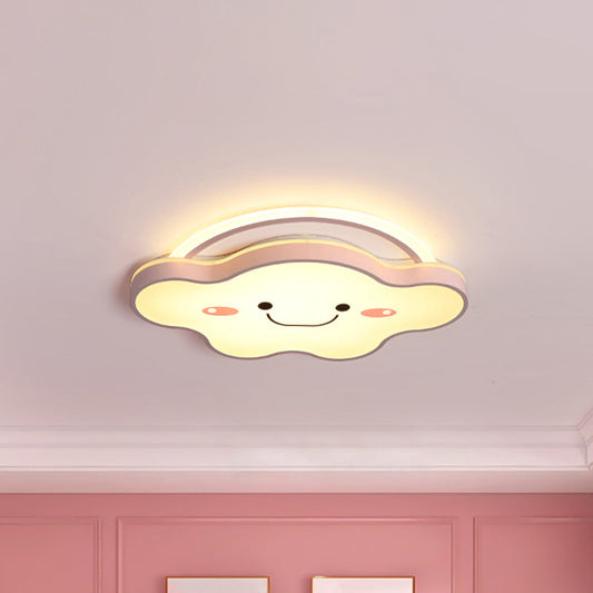 Cartoon Acrylic Cloud Led Flush Mount Ceiling Lamp In White Light - Gold/Blue/Pink 19.5/25.5 Wide