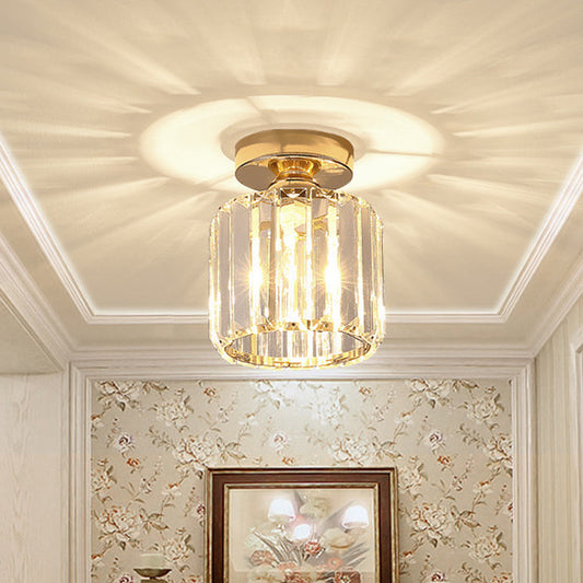 Clear Crystal Semi Flush Mount Modern Ceiling Light For Hallway Gold / 5