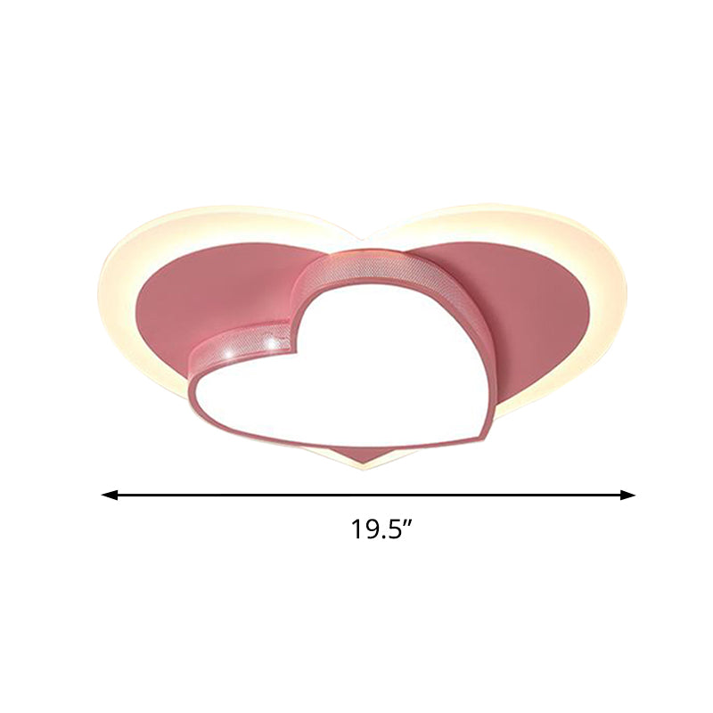 Adorable plafonnier LED en forme de cœur rose pour chambre de fille - Construction en acrylique et métal