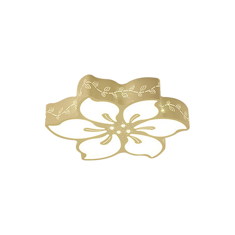 Plafonnier LED moderne avec montage encastré en métal papillon pour chambre de fille - Blanc