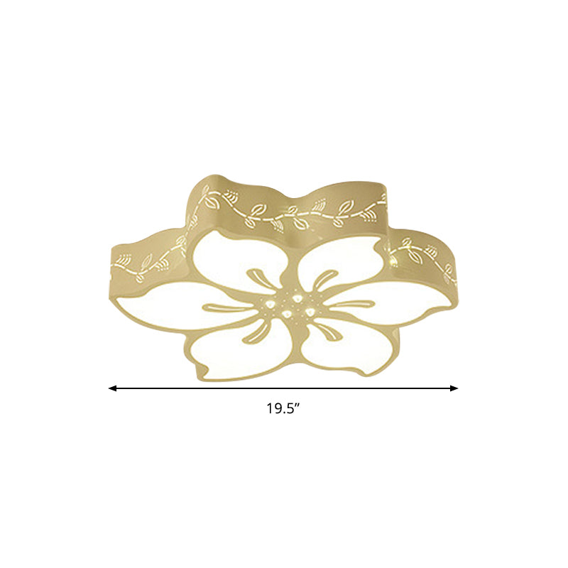 Plafonnier LED moderne avec montage encastré en métal papillon pour chambre de fille - Blanc