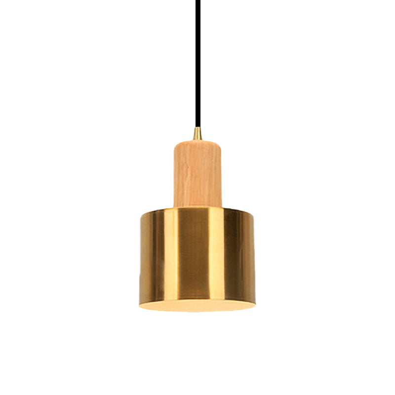 Gold Metallic Kitchen Pendant Light in Modern Drum Shape