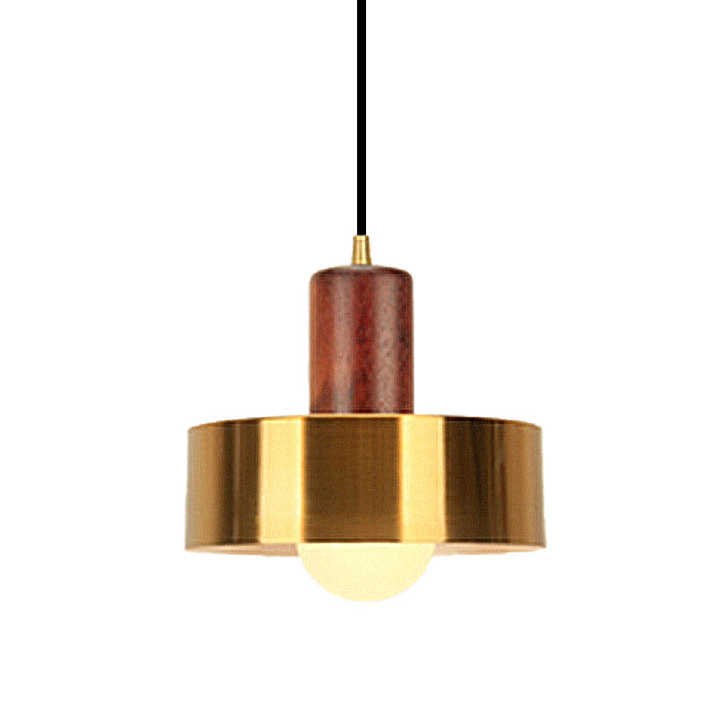Gold Metallic Kitchen Pendant Light in Modern Drum Shape