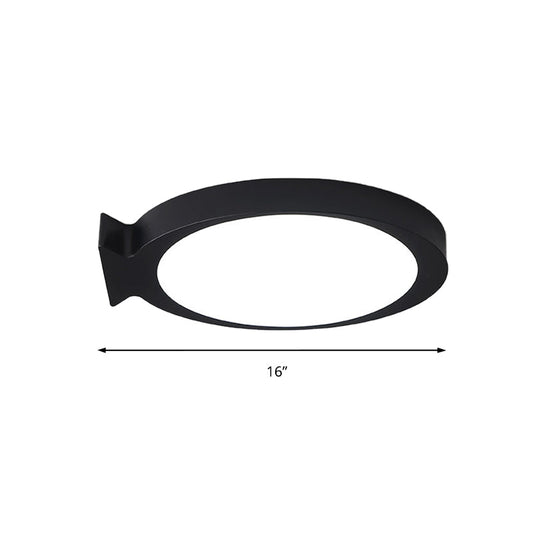 Creative Led Fish Flushmount Ceiling Lamp For Kindergarten Bathrooms - Acrylic Oval Design