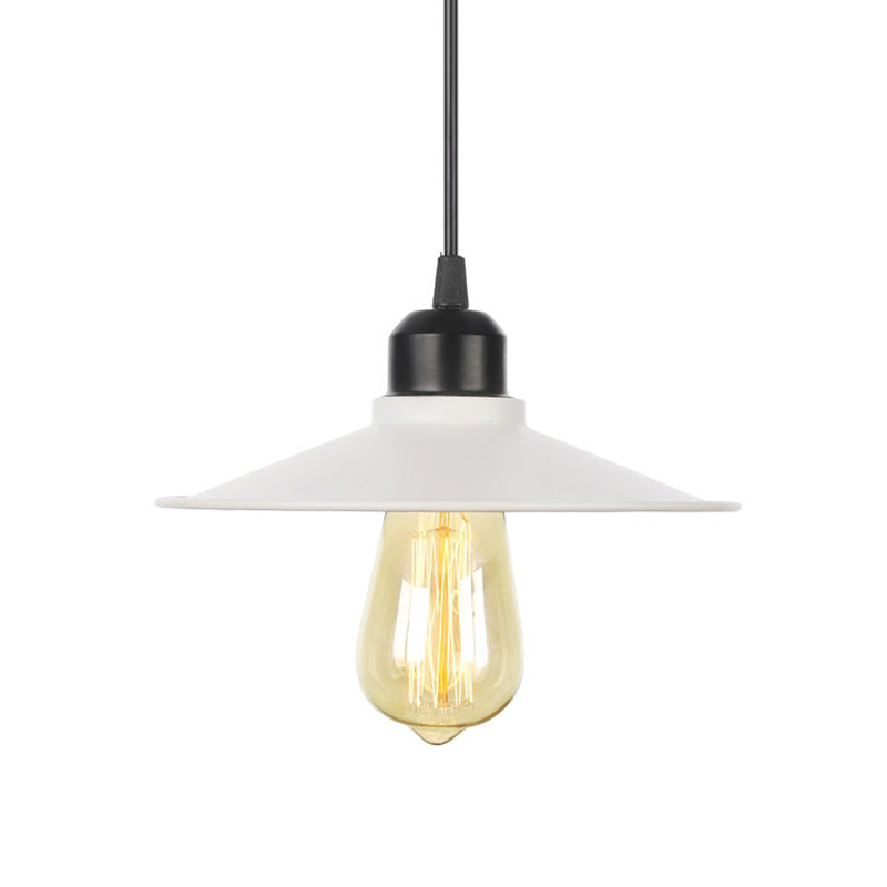 Plafonnier rustique avec abat-jour évasé en fer pour salon - Kit de suspension noir/blanc