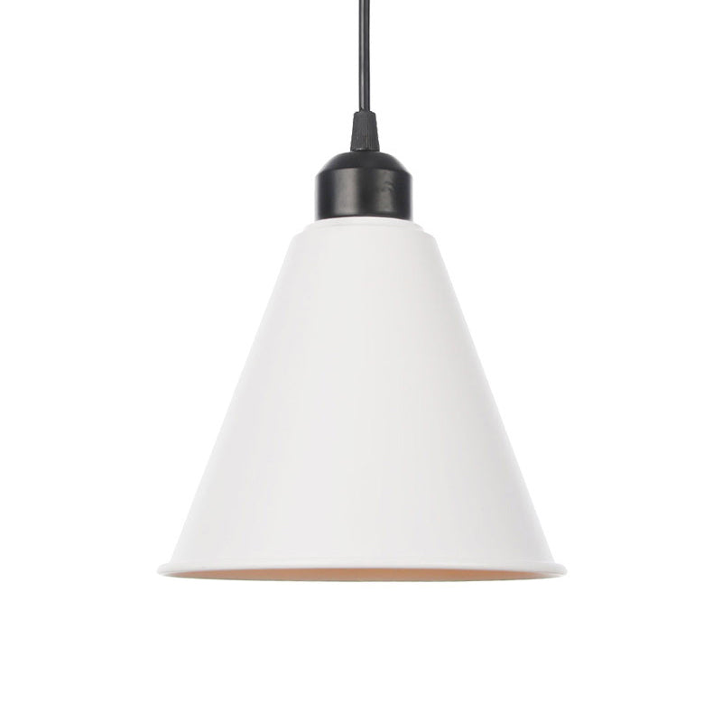 Plafonnier rustique avec abat-jour évasé en fer pour salon - Kit de suspension noir/blanc