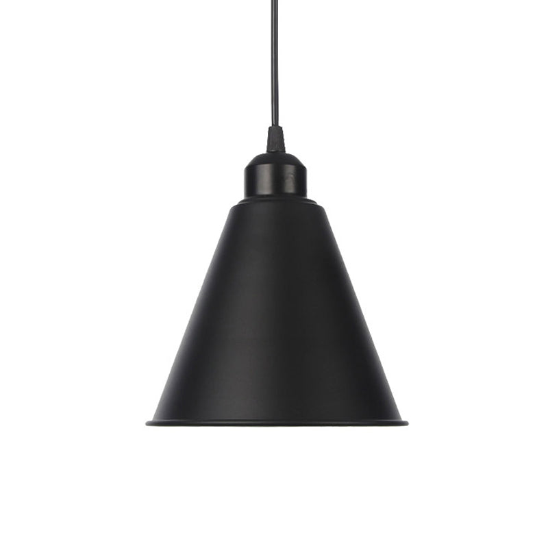 Plafonnier rustique avec abat-jour évasé en fer pour salon - Kit de suspension noir/blanc
