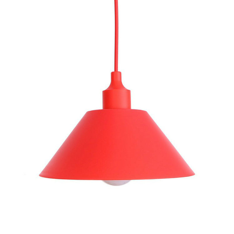 Industrial Red Iron Hanging Lamp Kit - Single Tapered/Cage/Flared Ceiling Pendant Light for Living Room