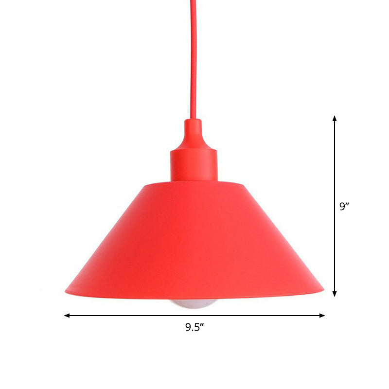 Industrial Red Iron Hanging Lamp Kit - Single Tapered/Cage/Flared Ceiling Pendant Light for Living Room