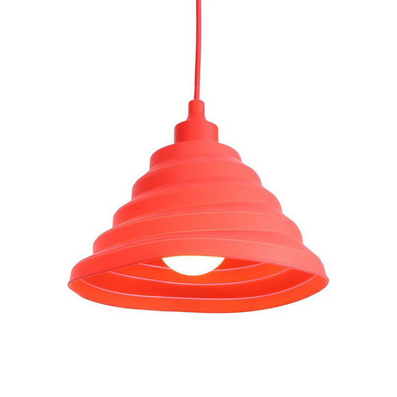 Industrial Red Iron Hanging Lamp Kit - Single Tapered/Cage/Flared Ceiling Pendant Light for Living Room