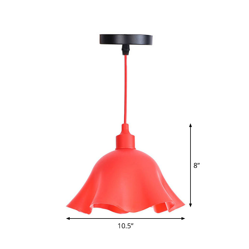 Industrial Red Iron Hanging Lamp Kit - Single Tapered/Cage/Flared Ceiling Pendant Light for Living Room