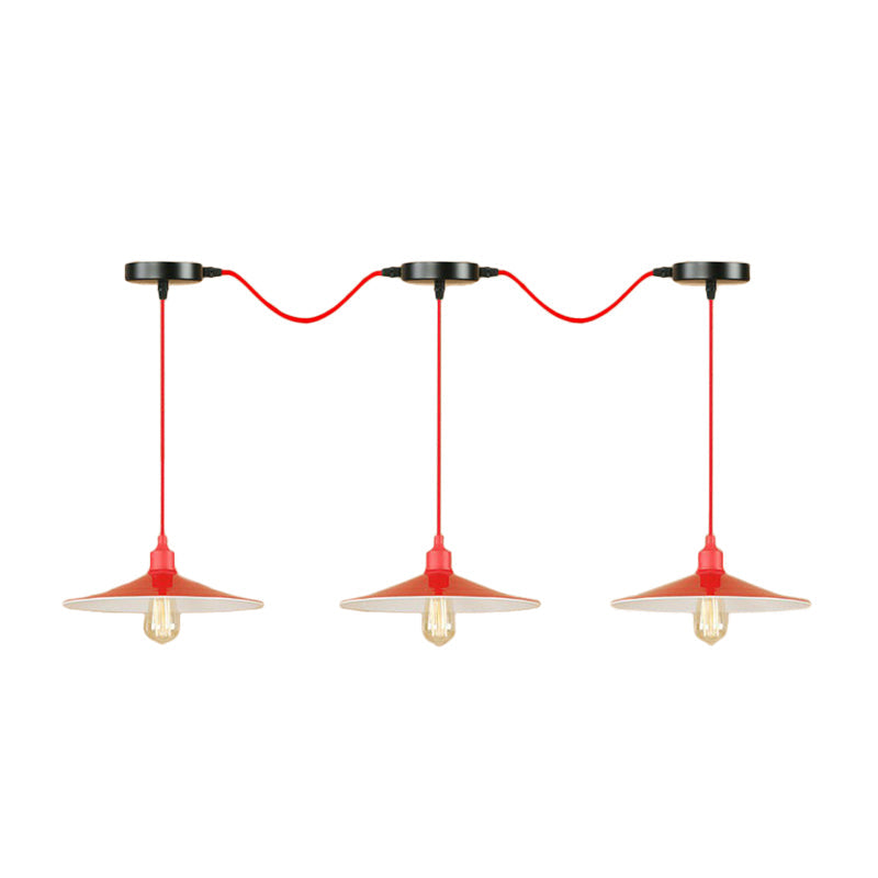 Suspension élégante en métal rouge pour salon - Design Swag à 1 ou 3 têtes