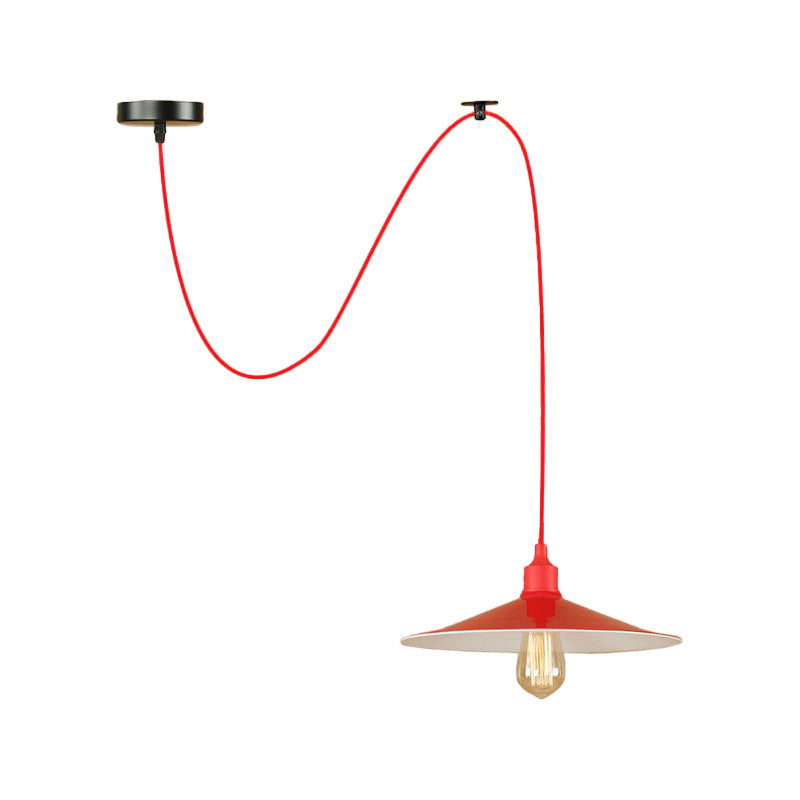 Suspension élégante en métal rouge pour salon - Design Swag à 1 ou 3 têtes