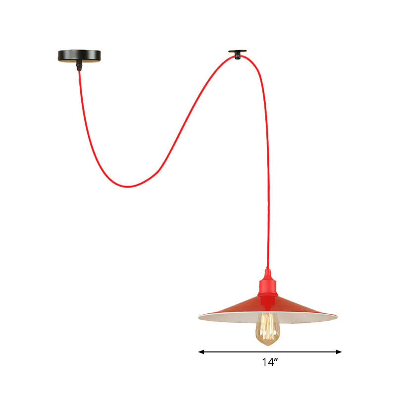 Suspension élégante en métal rouge pour salon - Design Swag à 1 ou 3 têtes