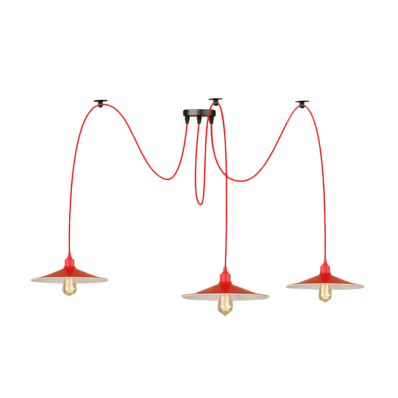 Suspension élégante en métal rouge pour salon - Design Swag à 1 ou 3 têtes