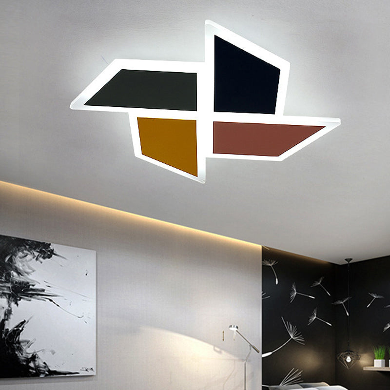 Cartoon Toy Windmill LED Ceiling Light - Acrylic Flush Mount - Multicolor - Ideal for Study Room