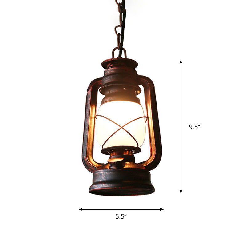 Farmhouse Milk Glass Pendant Light in Copper - 5.5"/7"/8" Wide, 1-Bulb Hanging Fixture for Dining Room