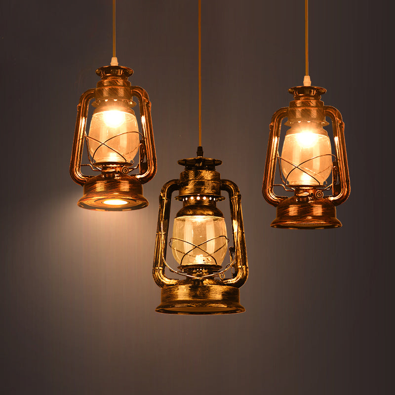 Lampe suspendue simple en métal antique - Éclairage de restaurant au kérosène avec finition bronze/cuivre, 5,5"/6,5"/8,5" de large