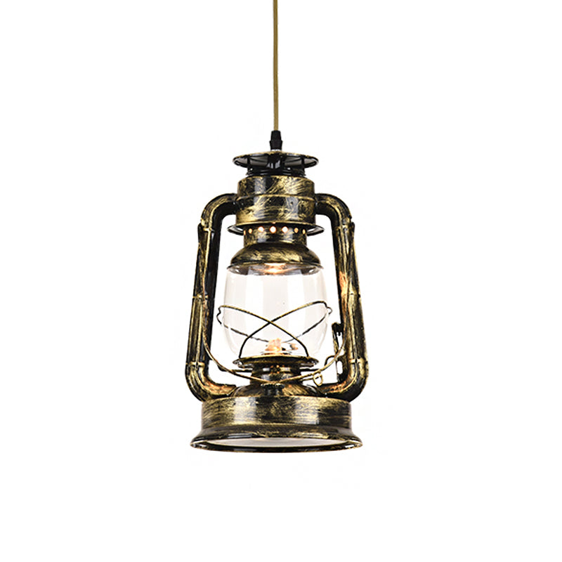Lampe suspendue simple en métal antique - Éclairage de restaurant au kérosène avec finition bronze/cuivre, 5,5"/6,5"/8,5" de large