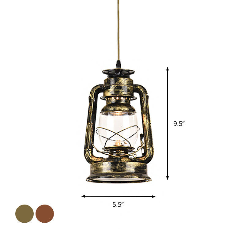 Lampe suspendue simple en métal antique - Éclairage de restaurant au kérosène avec finition bronze/cuivre, 5,5"/6,5"/8,5" de large