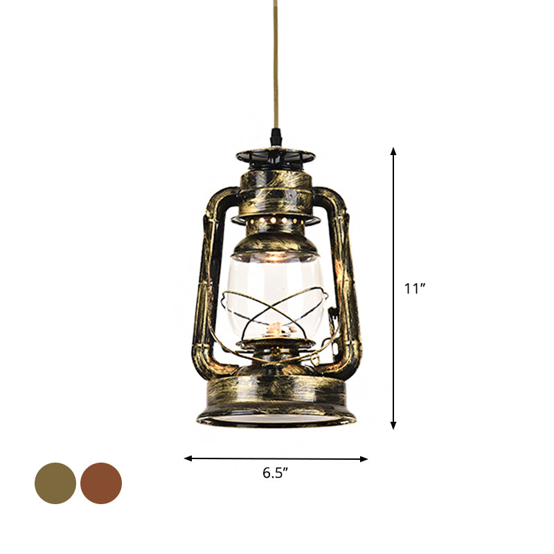 Lampe suspendue simple en métal antique - Éclairage de restaurant au kérosène avec finition bronze/cuivre, 5,5"/6,5"/8,5" de large