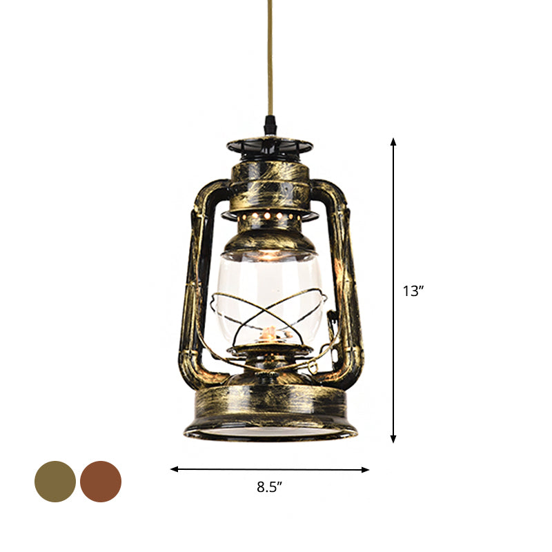 Lampe suspendue simple en métal antique - Éclairage de restaurant au kérosène avec finition bronze/cuivre, 5,5"/6,5"/8,5" de large
