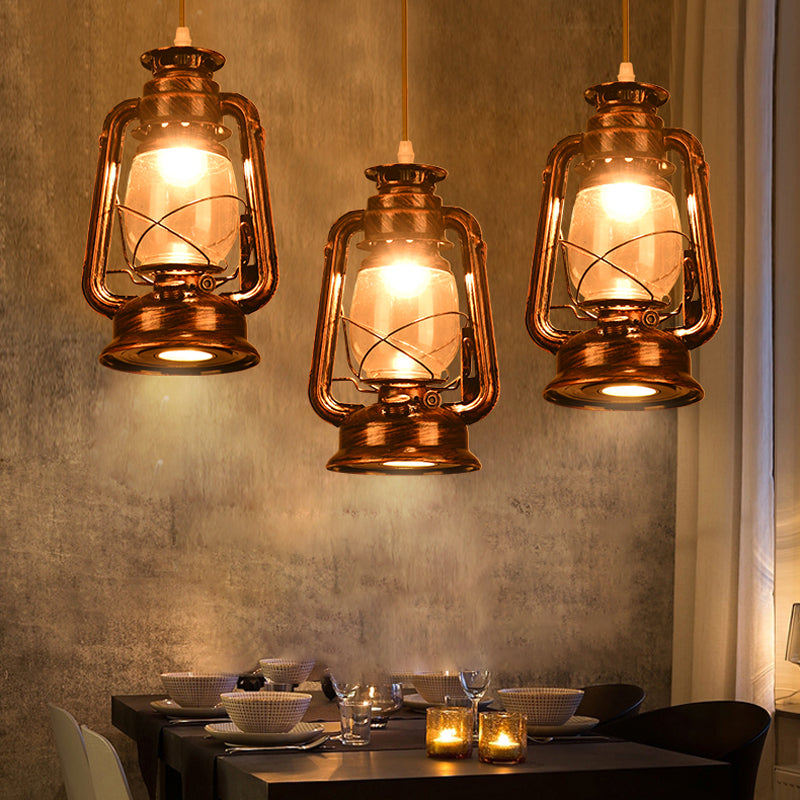 Lampe suspendue simple en métal antique - Éclairage de restaurant au kérosène avec finition bronze/cuivre, 5,5"/6,5"/8,5" de large