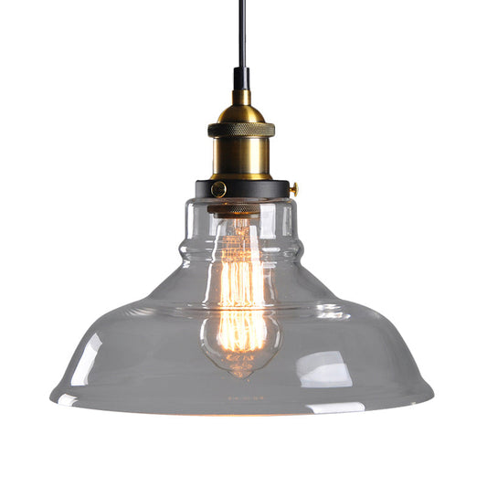 Lampe à suspension Farmhouse avec abat-jour en verre ambré - Plafonnier élégant à ampoule unique pour salle à manger