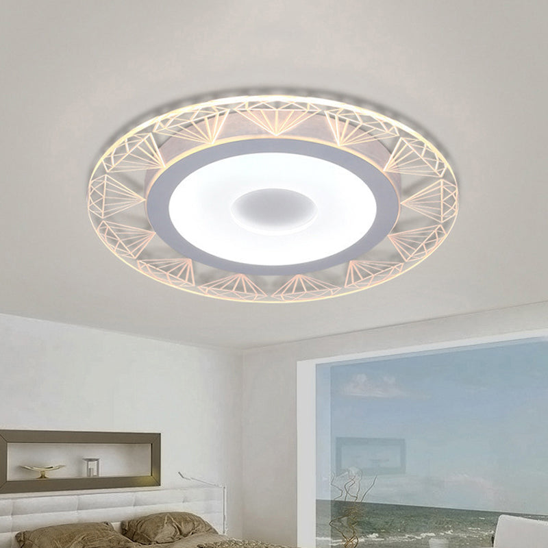 LED Round Ceiling Light with Diamond Wire - Modern Acrylic Lamp, White - Ideal for Kindergarten