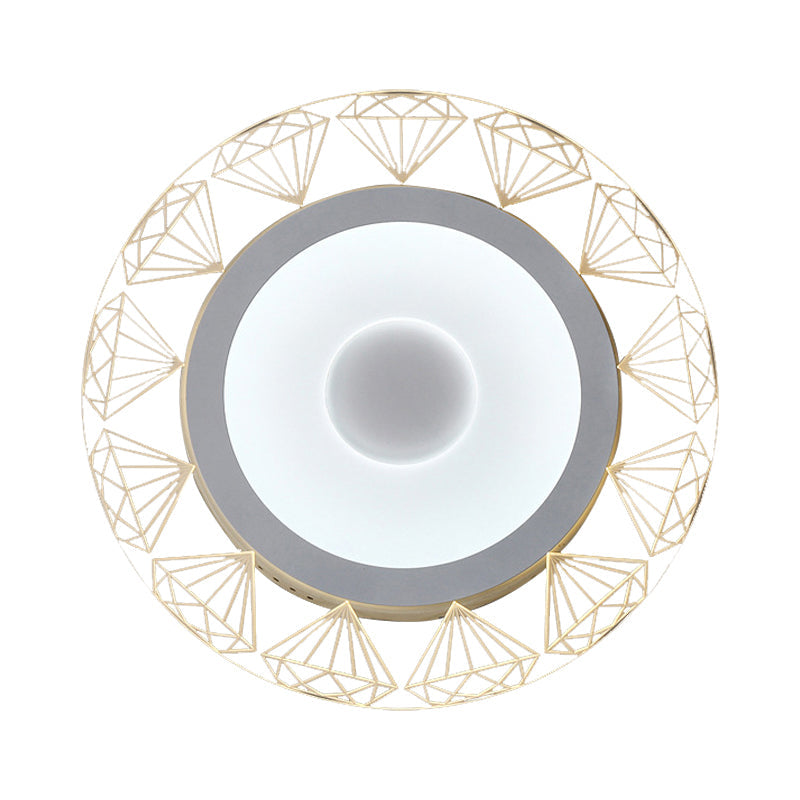 LED Round Ceiling Light with Diamond Wire - Modern Acrylic Lamp, White - Ideal for Kindergarten