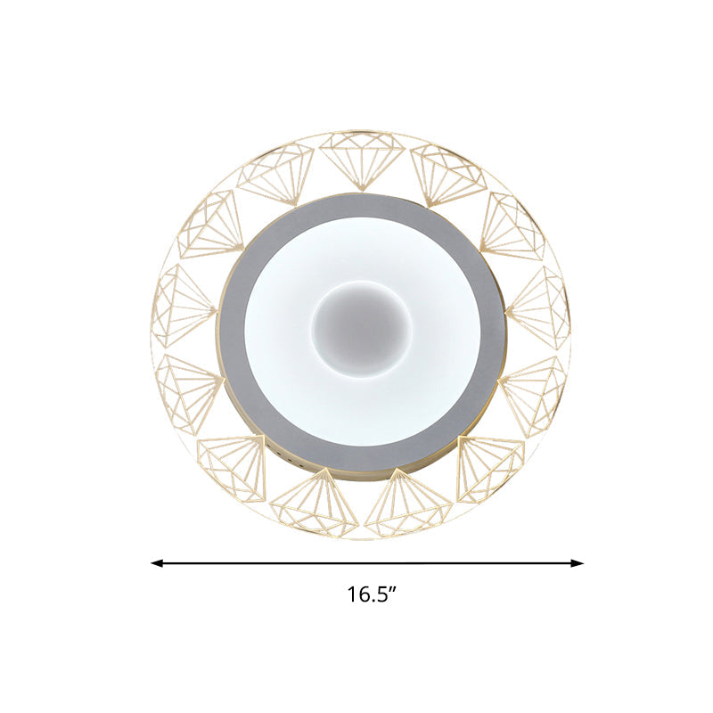 LED Round Ceiling Light with Diamond Wire - Modern Acrylic Lamp, White - Ideal for Kindergarten