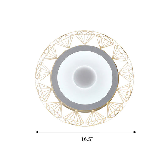 Led Round Ceiling Light With Diamond Wire - Modern Acrylic Lamp White Ideal For Kindergarten