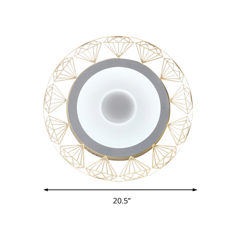 LED Round Ceiling Light with Diamond Wire - Modern Acrylic Lamp, White - Ideal for Kindergarten