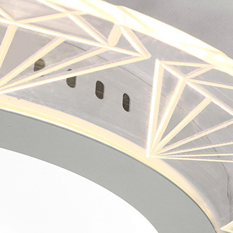 LED Round Ceiling Light with Diamond Wire - Modern Acrylic Lamp, White - Ideal for Kindergarten