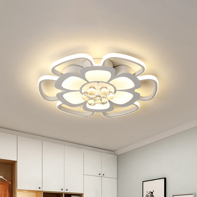 Modern Acrylic Petal Flush Mount LED Ceiling Light - 20.5"/27" W, Warm/White Light, Round Design, White Finish