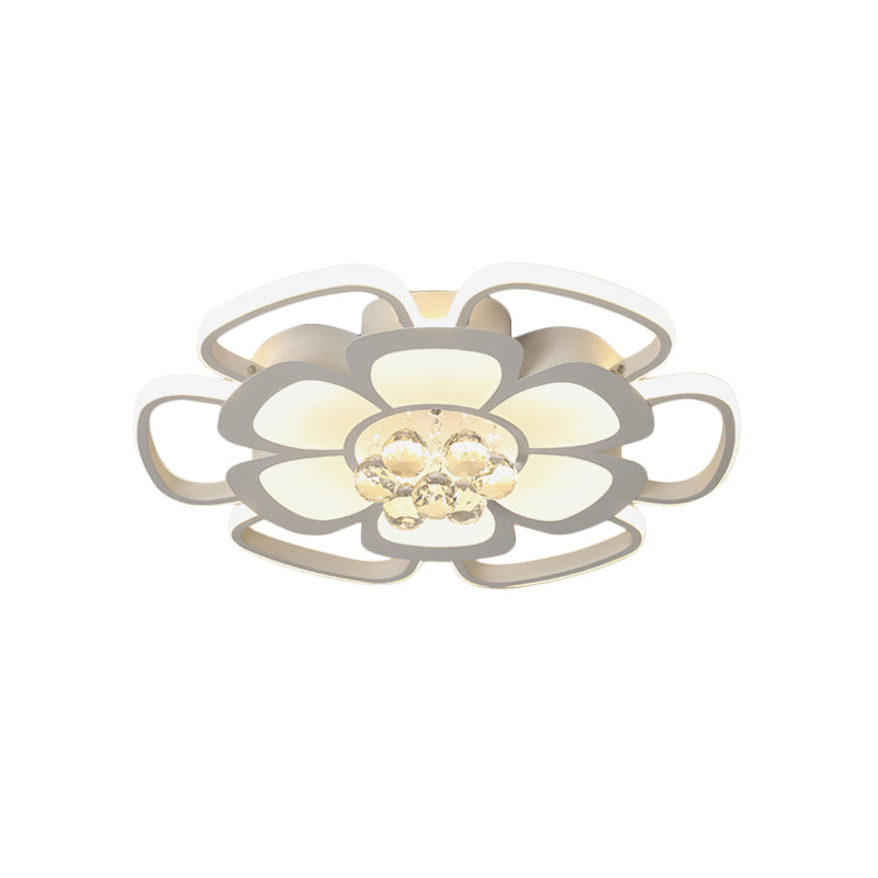 Modern Acrylic Petal Flush Mount LED Ceiling Light - 20.5"/27" W, Warm/White Light, Round Design, White Finish