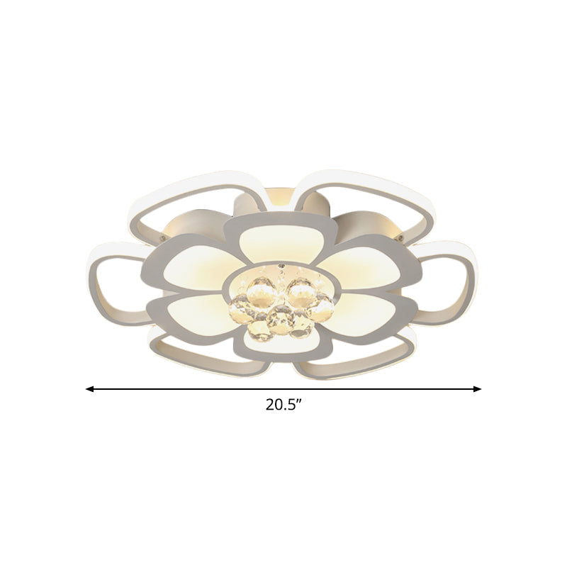 Modern Acrylic Petal Flush Mount LED Ceiling Light - 20.5"/27" W, Warm/White Light, Round Design, White Finish