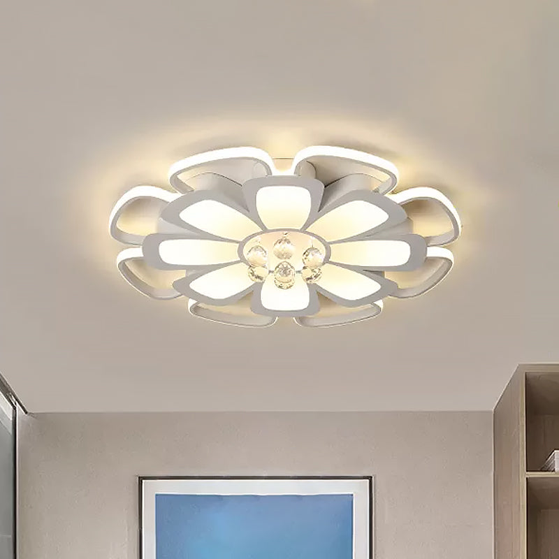 Modern Acrylic Petal Flush Mount LED Ceiling Light - 20.5"/27" W, Warm/White Light, Round Design, White Finish