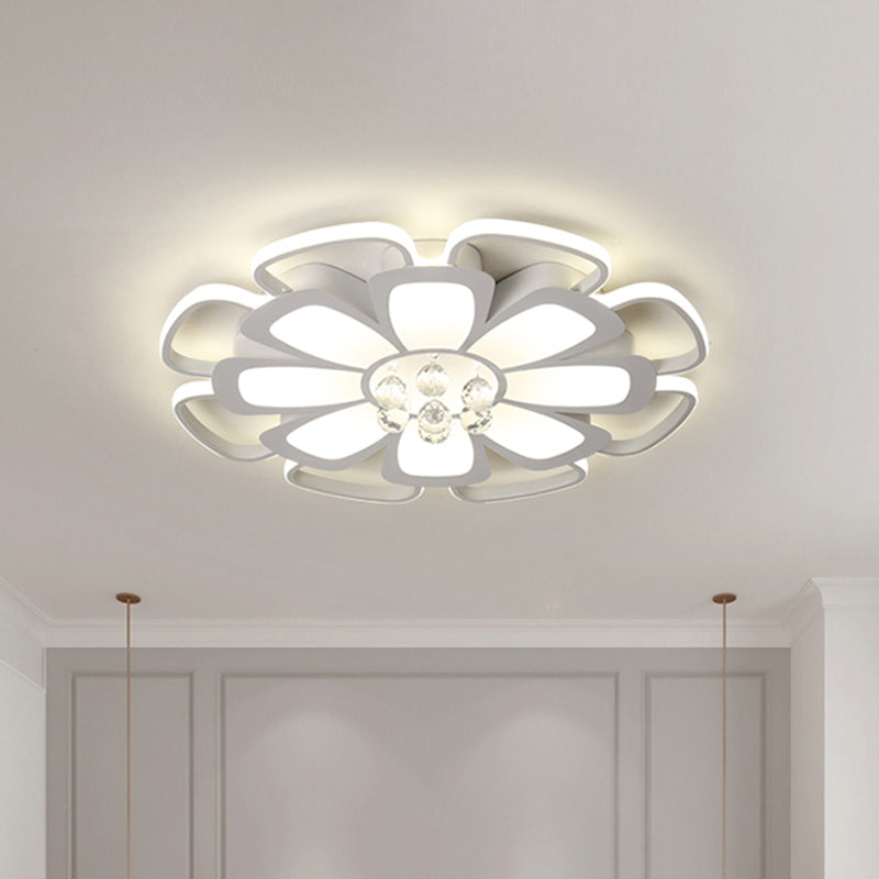 Modern Acrylic Petal Flush Mount LED Ceiling Light - 20.5"/27" W, Warm/White Light, Round Design, White Finish