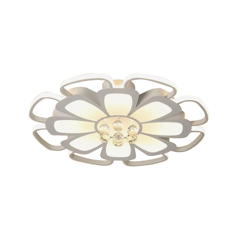 Modern Acrylic Petal Flush Mount LED Ceiling Light - 20.5"/27" W, Warm/White Light, Round Design, White Finish
