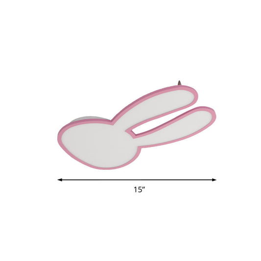 Bunny Ceiling Lamp For Baby Girls Room - Acrylic Led Mount Light With Eye-Care Technology