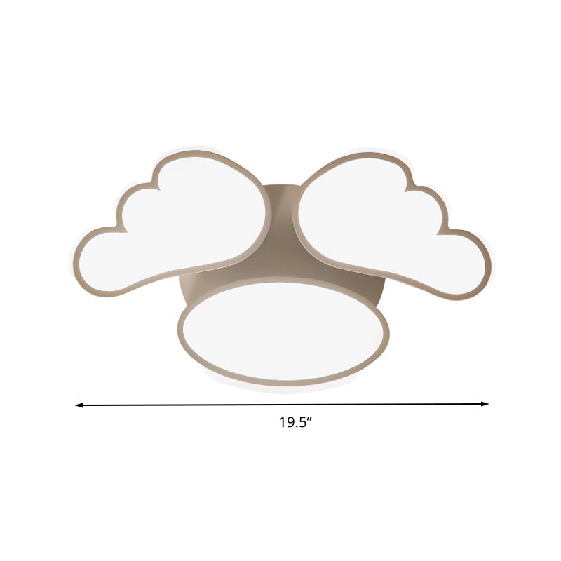 Art Deco Acrylic Flush Mount Ceiling Light - White Angel Design for Kid's Bedroom