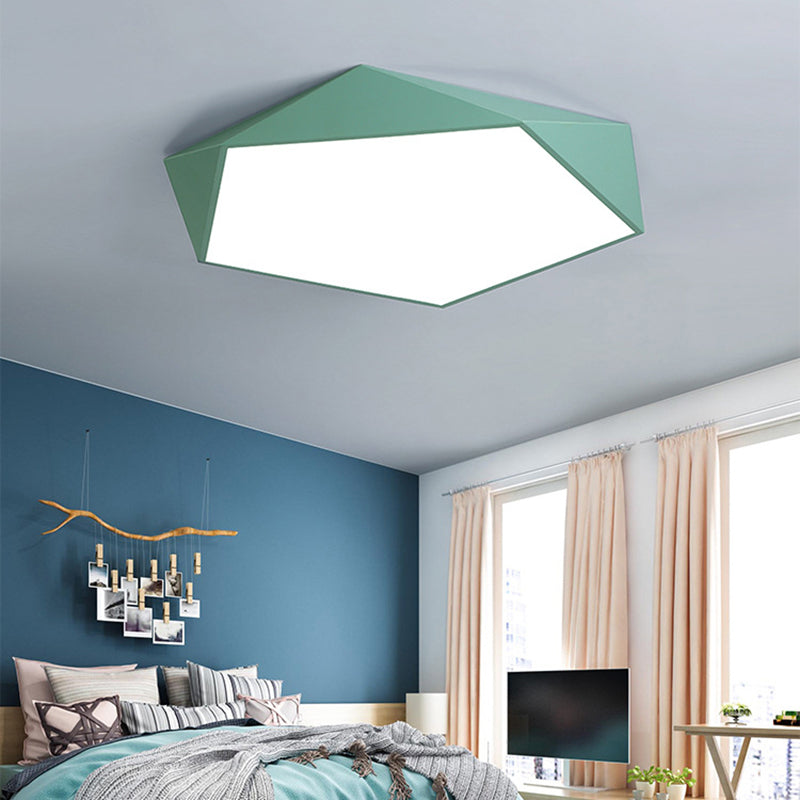 Sleek Acrylic Pentagon Led Flush Mount Ceiling Light With Nordic Design For Bathrooms Green / 12