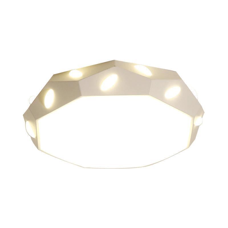 Kid's Bedroom Octagon Shade Flush Ceiling Light with Leaf Macaron Design - Acrylic LED Ceiling Lamp