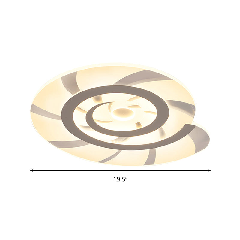 White Acrylic Snail Shell LED Ceiling Light - Perfect for Kid's Bedroom!