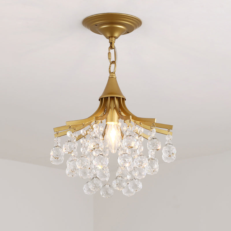 Crystal Drops Single Bulb Metal Chandelier - Elegant Lighting Solution