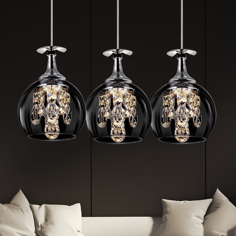 Dome Glass Pendant Light With Crystal Accents - Clear Shade | Ceiling / 11.5