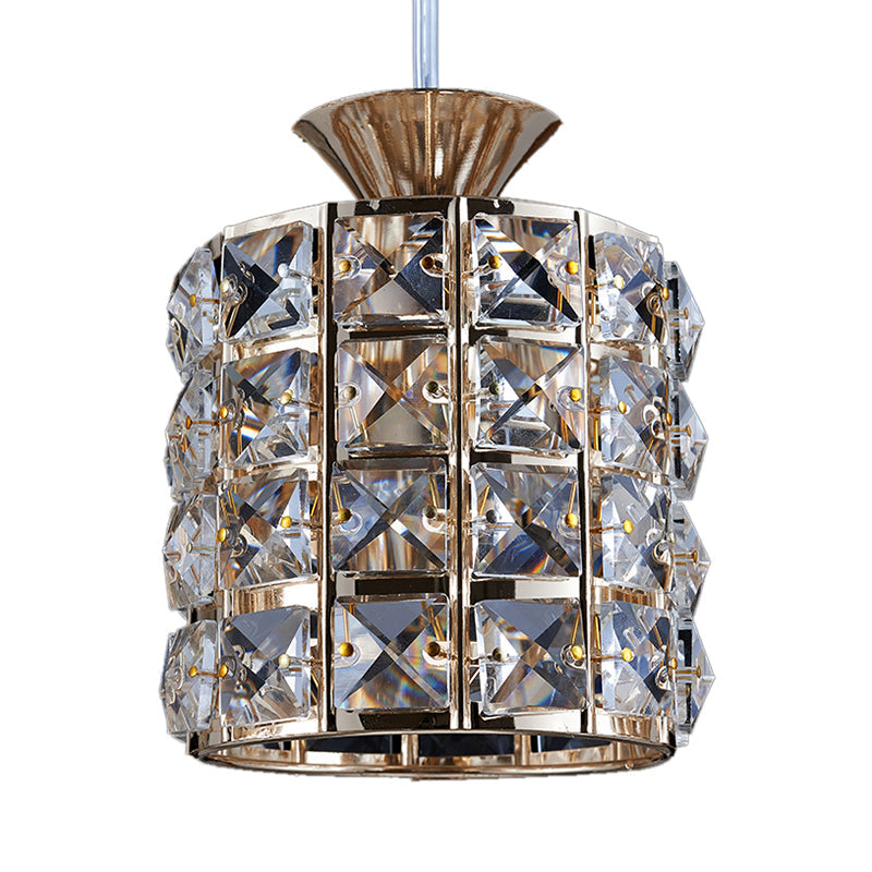 Contemporary Crystal Drum Pendant Light Set with Metal Frame - Ideal for Balcony