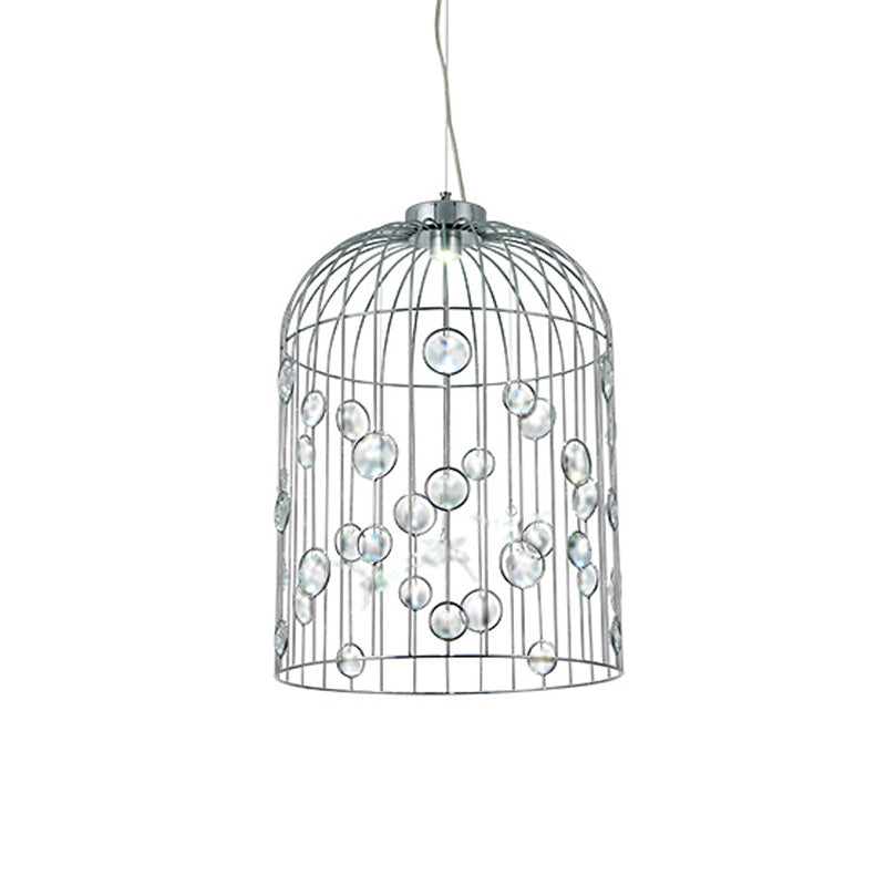 Bird Cage Pendant Chandelier With Crystal Bead Deco Dining Room Lighting